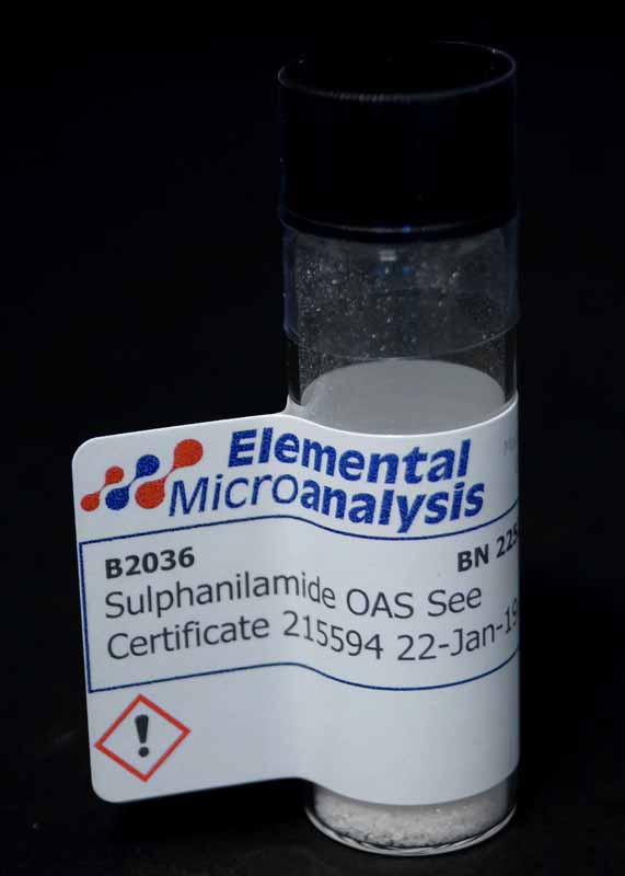 Sulphanilamide OAS See Certificate 475375 Expiry 28 sep 30 1g